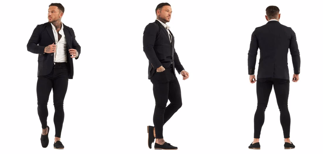 ¿Cómo combinar un blazer negro con un pantalón chino negro?