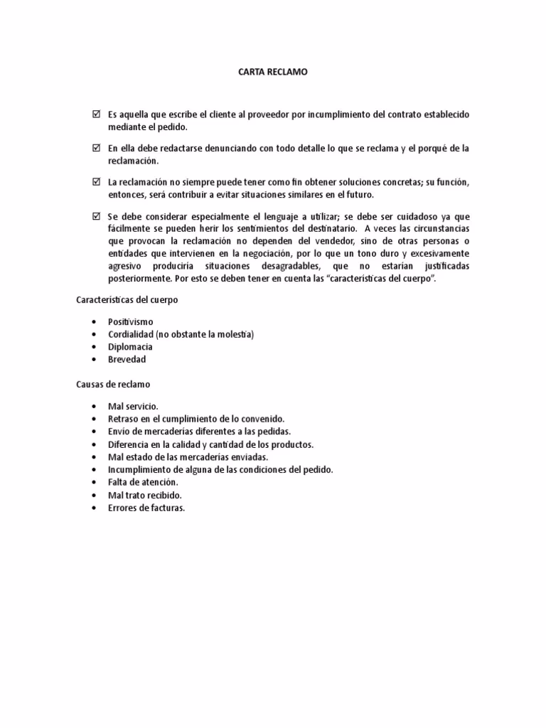 ¿Qué es una carta de reclamo de mercancía?