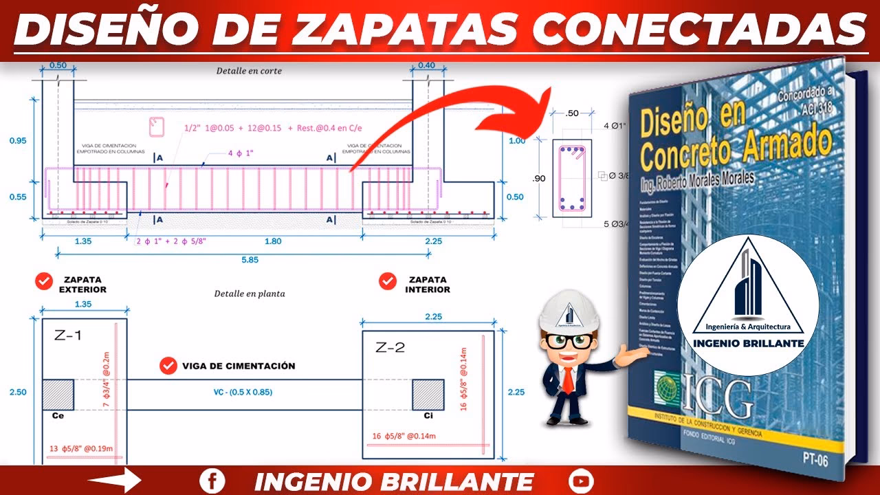 ¿Cuál es el diseño de una zapata combinada rectangular?
