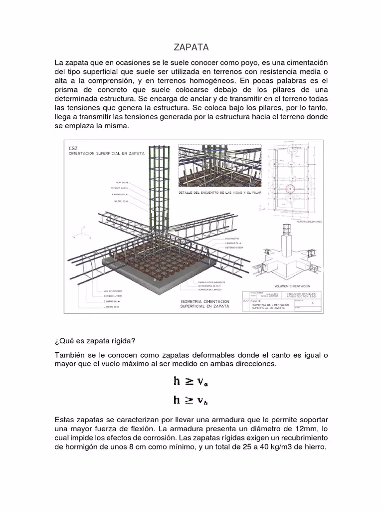 ¿Cómo se determina el armado necesario como Zapata rígida?