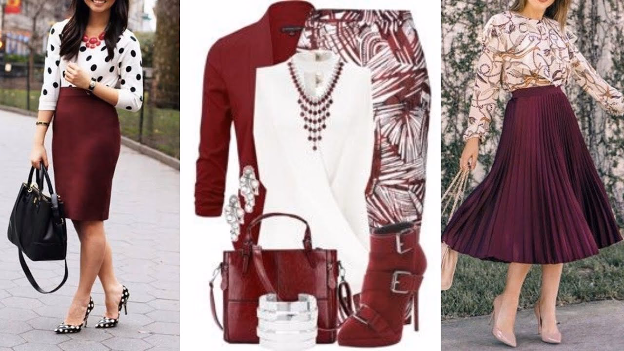 ¿Cuál es el color de la falda vino?