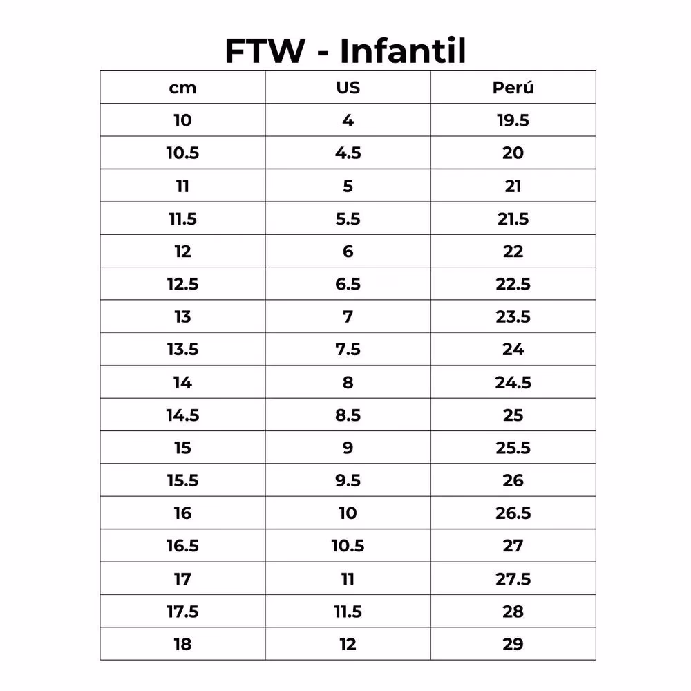 ¿Cuál es el tamaño de los zapatos para niños?