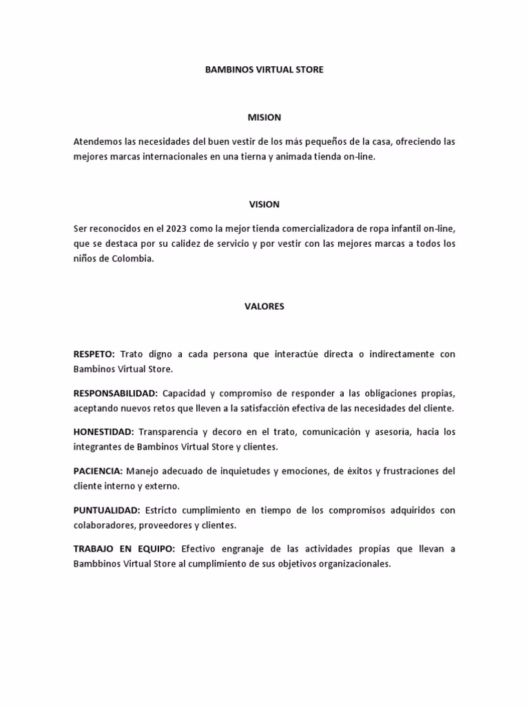 ¿Cuál es la misión visión y valores de una tienda de zapatos?