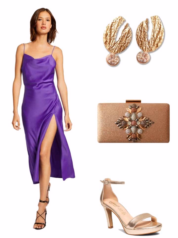 ¿Cuáles son los mejores zapatos para un vestido morado?