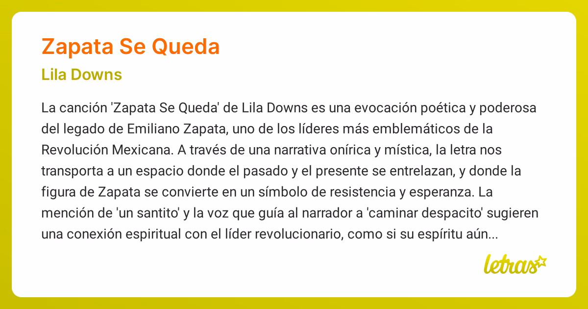 ¿Quién es el intérprete de la canción Zapata se queda?