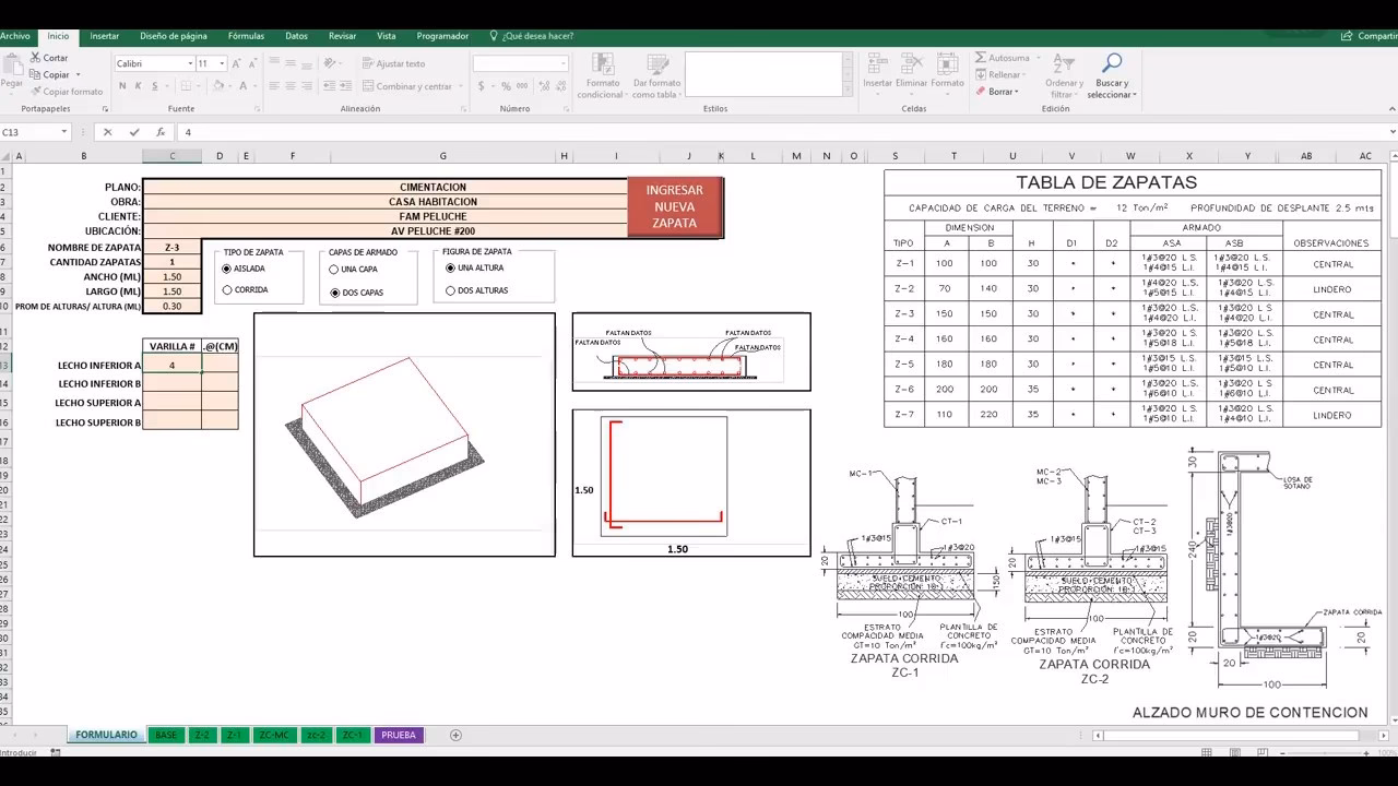 ¿Qué tipo de cargas soportan las zapatas corridas?