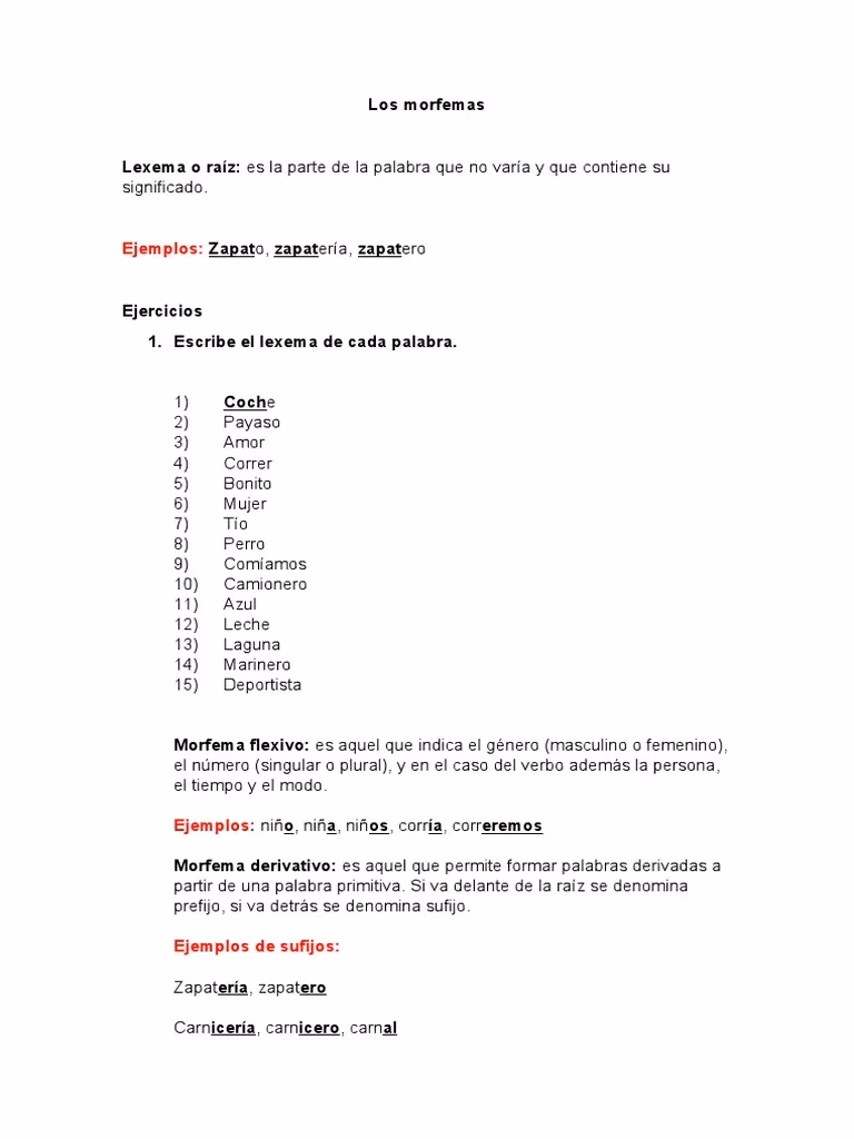 ¿Cuál es el lexema de zapato?