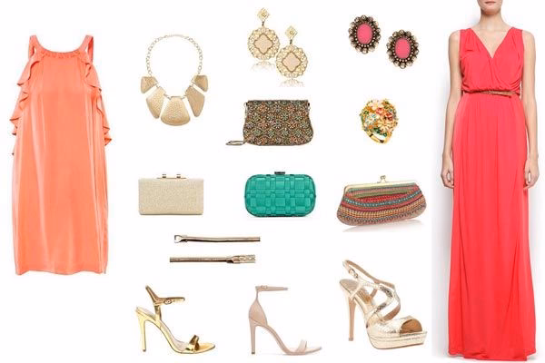 ¿Qué es un vestido coral con sandalias?